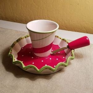 Celebrating Home Stoneware Peppermint Twist 2 in 1 Server w/Spreader 93291